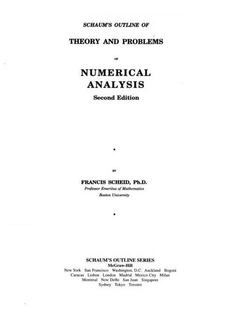 Solution Schaums Outline Of Numerical Analysis Second Edition By