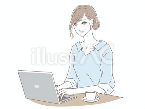 パソコンで仕事をしている女性イラスト No 22073937｜無料イラスト・フリー素材なら「イラストac」