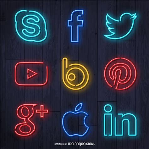 Neon Social Media Icons Social Media Icons Media Icon