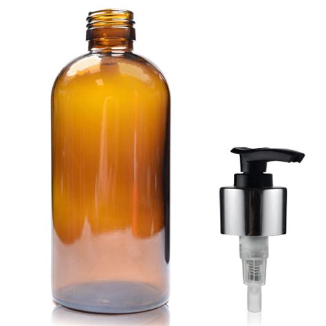 Ml Amber Glass Boston Bottle With Premium Lotion Pump