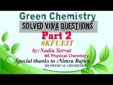 Green Chemistry Atom Economy Solved Viva Questions Part 2