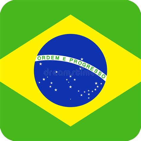 Icono Plano Redondo Del Vector De La Bandera Del Brasil Stock De