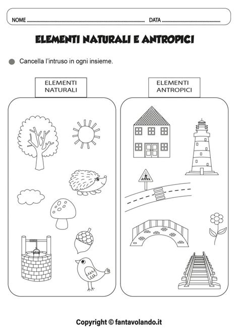 Schede Didattiche Di Geografia Elementi Naturali E Antropici