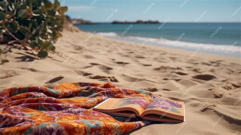 Premium Photo Open Book And Sunglasses On A Beach Blanket