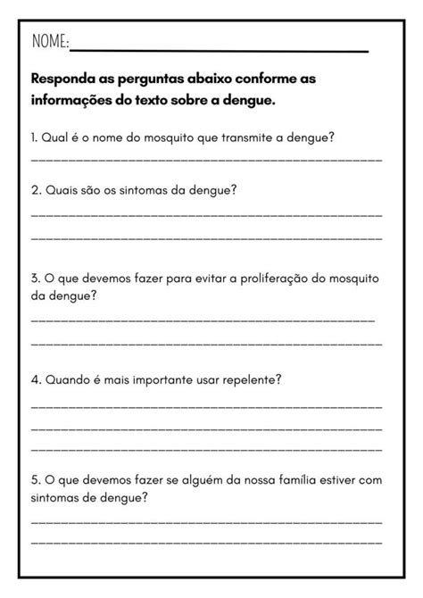 Atividades Sobre A Dengue Para O Ensino Fundamental I