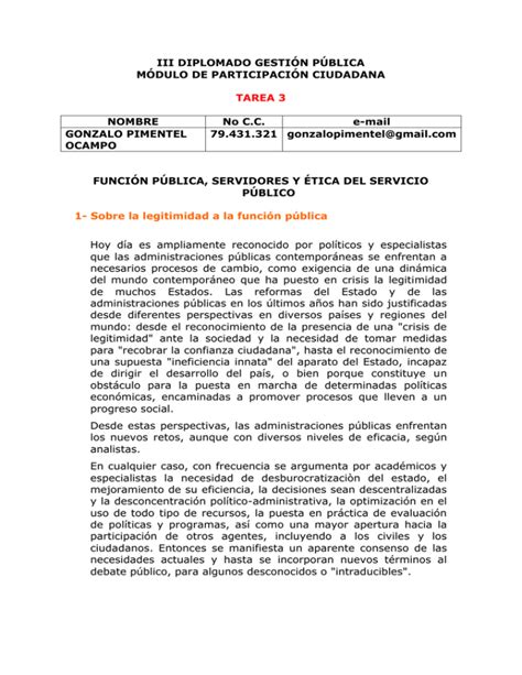 Iii Diplomado Gesti N P Blica M Dulo De Participaci N Ciudadana Nombre