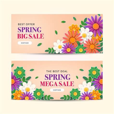 Banners De Venta De Primavera En Dise O Plano Vector Gratis