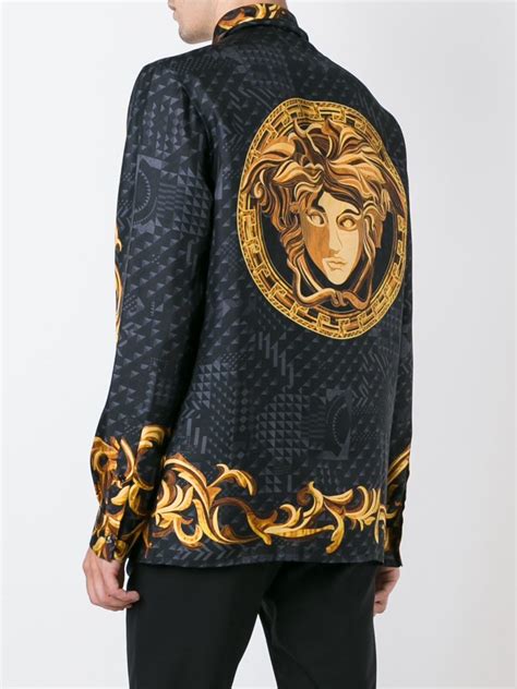 Versace Silk Baroque Print Shirt In Black For Men Lyst