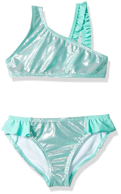 Buy Rivstar Big Girls Bikini One Shoulder All Over Silver Foil Dots PC Mint At Amazon In