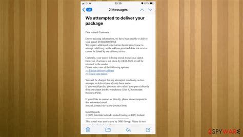 Remove Dpd Delivery Email Virus Free Guide Removal Instructions