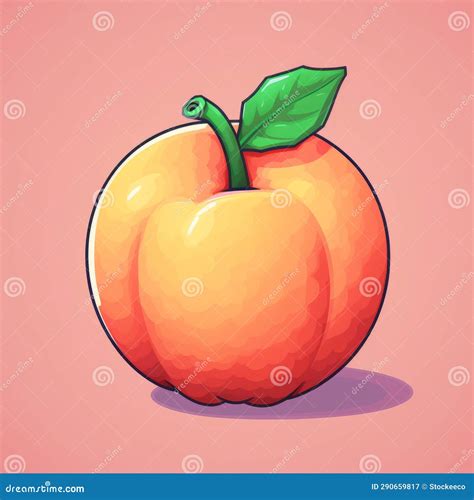 Peach Pixel Art 8 Bit Video Game Fruit Icon Cartoon Vector