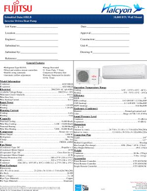 Fillable Online Submittal Data Rlffh Btu Floor Type Inverter