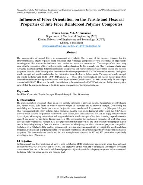 Pdf Influence Of Fiber Orientation On The Tensile And Flexural