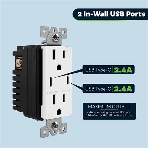 Topgreener Port Usb C Wall Outlet Tamper Resistant Receptacle