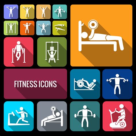 Workout Training Icons Set Flat 454412 Vector Art At Vecteezy