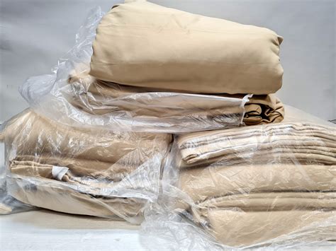 Lot A Set Of Six Quilted Curtains Drop 234cm X Width 240cm Approx
