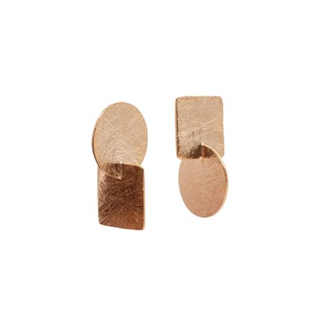 Heather Guidero Carved Circle And Square Axis Earrings Ethically Sourced Rose Gold