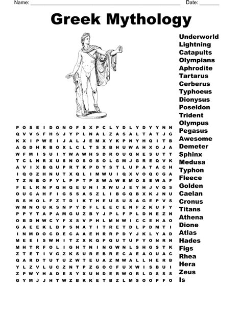 Free Printable Greek Mythology Word Search