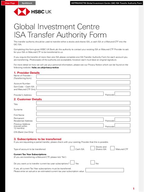 Fillable Online Global Investment Centre ISA Transfer Authority Form