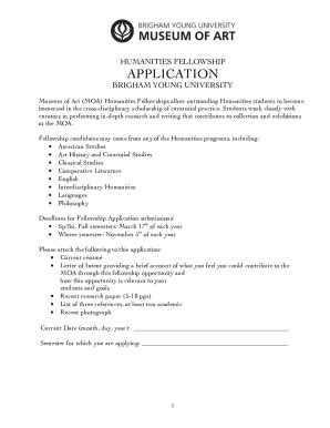 Fillable Online Humanities Fellowship Application Form Fax Email Print