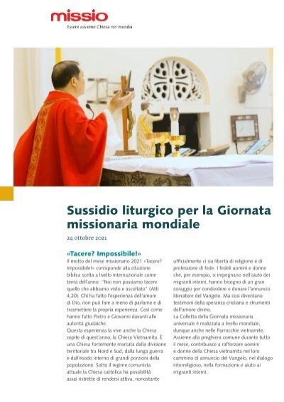 Sussidio Liturgico Per La Giornata Missionaria Mondiale