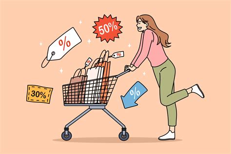 Ventas Durante Las Compras Y El Concepto De Compra Feliz Joven