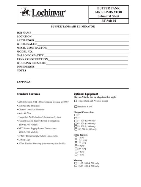 Fillable Online Previous Models Submittal Lochinvar Fax Email Print