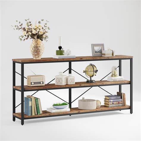 BYBLIGHT Turrella 70 8 In Rustic Brown Rectangle Wood Console Table