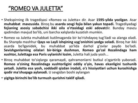 Shekspir hayoti va ijodi haqida