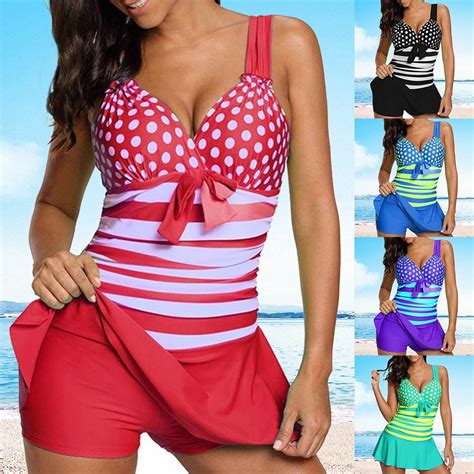 Buy Women Bathing Suit Casual One Piece Dress Push Up Beachwear Bikini