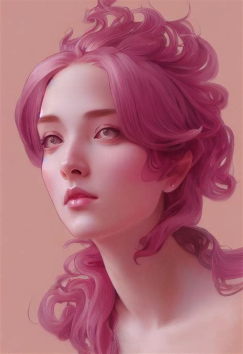 Breathtaking Baroque Pink Haired Beauty Full Head Midjourney Openart