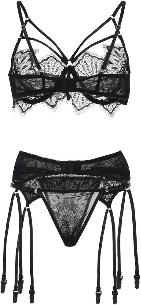 Kuailema Damen Unterw Sche Set Dreiteiliger Anzug Erotische Dessous Set