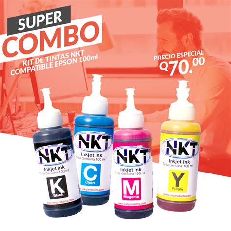 Combo tinta NKT para Epson Kemik Guatemala Tienda en línea Kémik