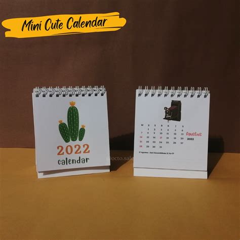 Jual Kalender Mini 2022 Kalender Meja Mini Mini 2022 Calendar