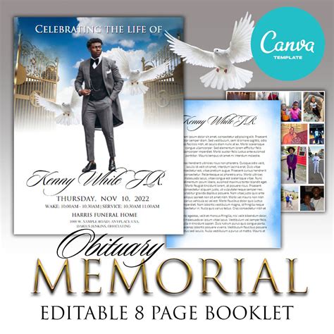 Heavens Gate - Funeral Obituary - Memorial - Canva - 8 Page Booklet - Etsy