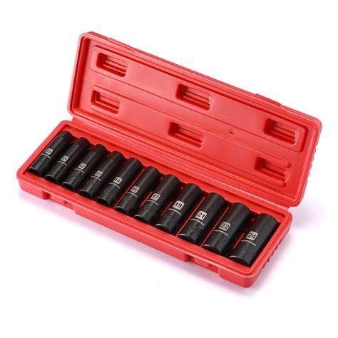 Mixpower 11 Pieces 12 Inch Drive Deep Impact Socket Set 10 24mm Cr V Metric 6 Point Deep