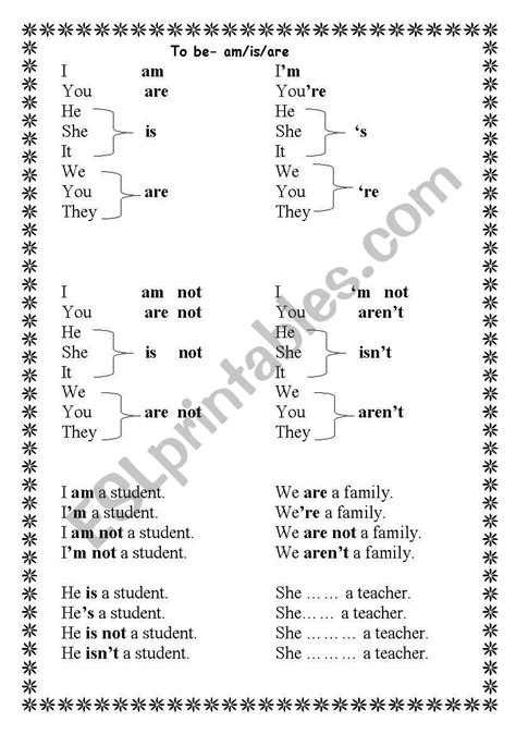 to be table - ESL worksheet by teacherr