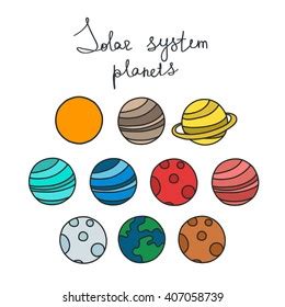 Doodle Icons Solar System Planets Vector Stock Vector Royalty Free