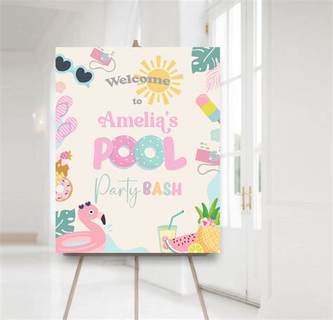 Pool Party Welcome Sign Summer Pool Party Birthday Girls Pool Party