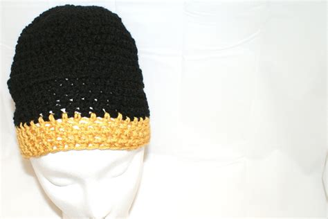 Black Slouch Hat, Gold Slouchy Cap, Black and Gold Hat, Knit Sock Cap ...