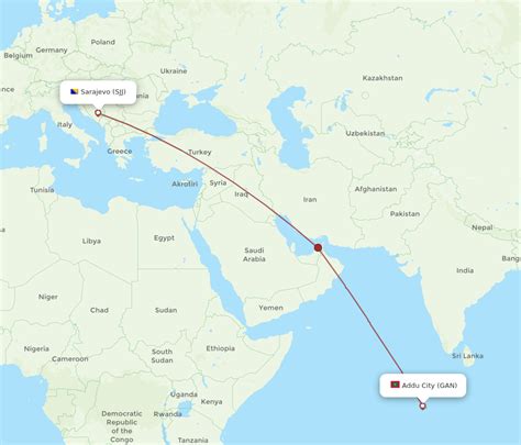 All Flight Routes From Sarajevo To Gan Island SJJ To GAN Flight Routes