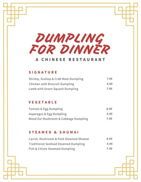 Free Custom Printable Chinese Menu Templates Canva