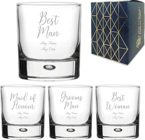 Personalised Engraved Wedding Guest Whiskey Glass Best Man Grooms Man