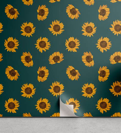 Ambesonne Autumn Peel Stick Wallpaper For Home Vintage Sunflowers