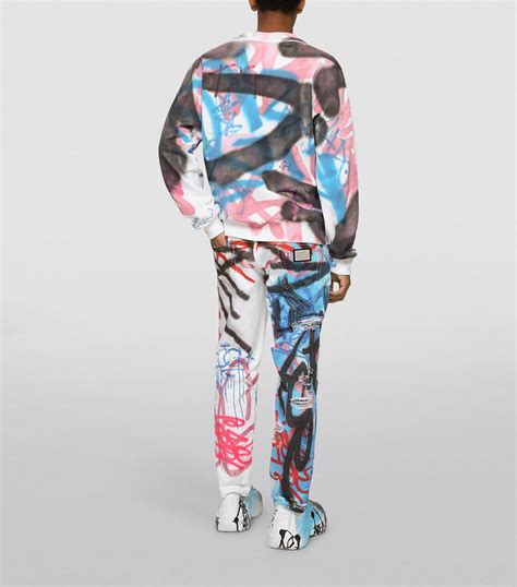 Dolce And Gabbana Graffiti Print Loose Jeans Harrods Us