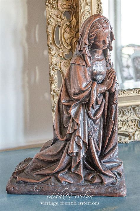 Vintage Blessed Mother Statue Kneeling Virgin By Edithandevelyn Blessed Mother Statue Statue