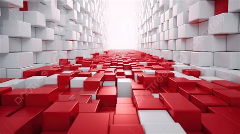 Abstract Background In Red And White Rectangles 3d Rendered, 3d Blocks ...