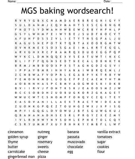 Mgs Baking Wordsearch Wordmint