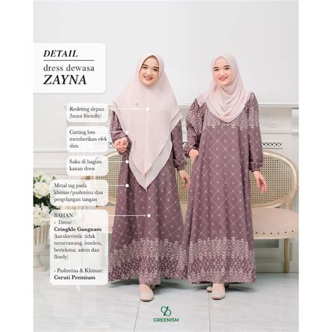 Jual Zayna Dress Dewasa By Greenism Gamis Only Shopee Indonesia