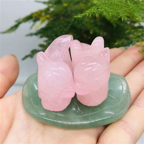 1 Set Rose Quartz Mandarin Duck Natural Crystal Stone Carved Lover